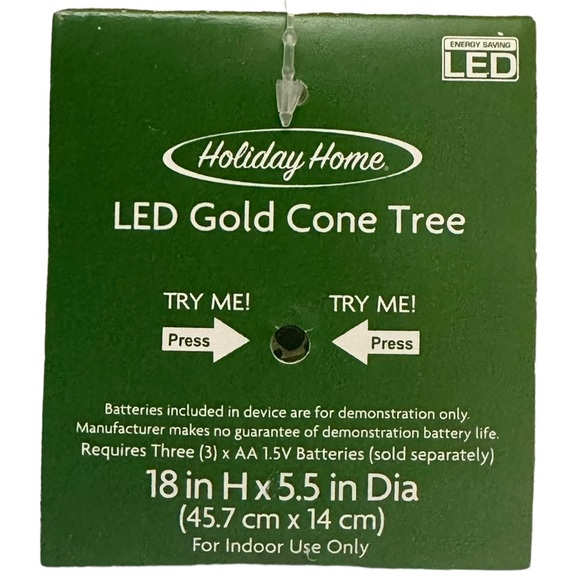 🎄 2x Holiday Home 18” Christmas Tree Cone LED Gold - Picture 12 of 13